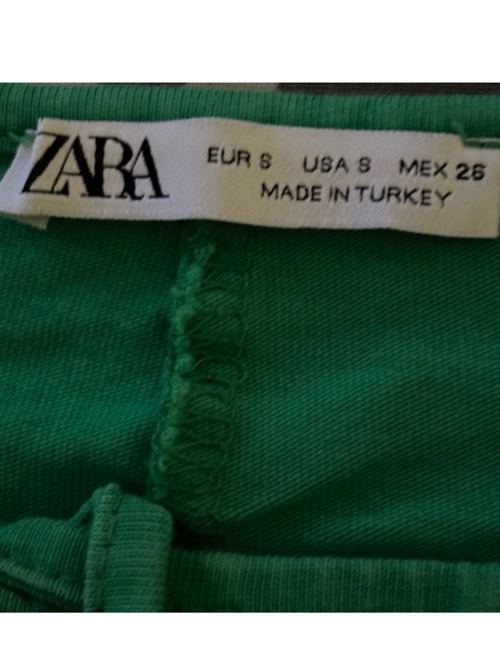 Zara Green Boho Tunic Dress with White Embroidery and Neck Tie Size Small - Picture 8 of 8